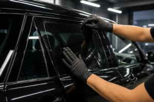 Applying tint to a glossy car window