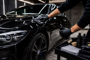 Luxury car detailing in studio setting